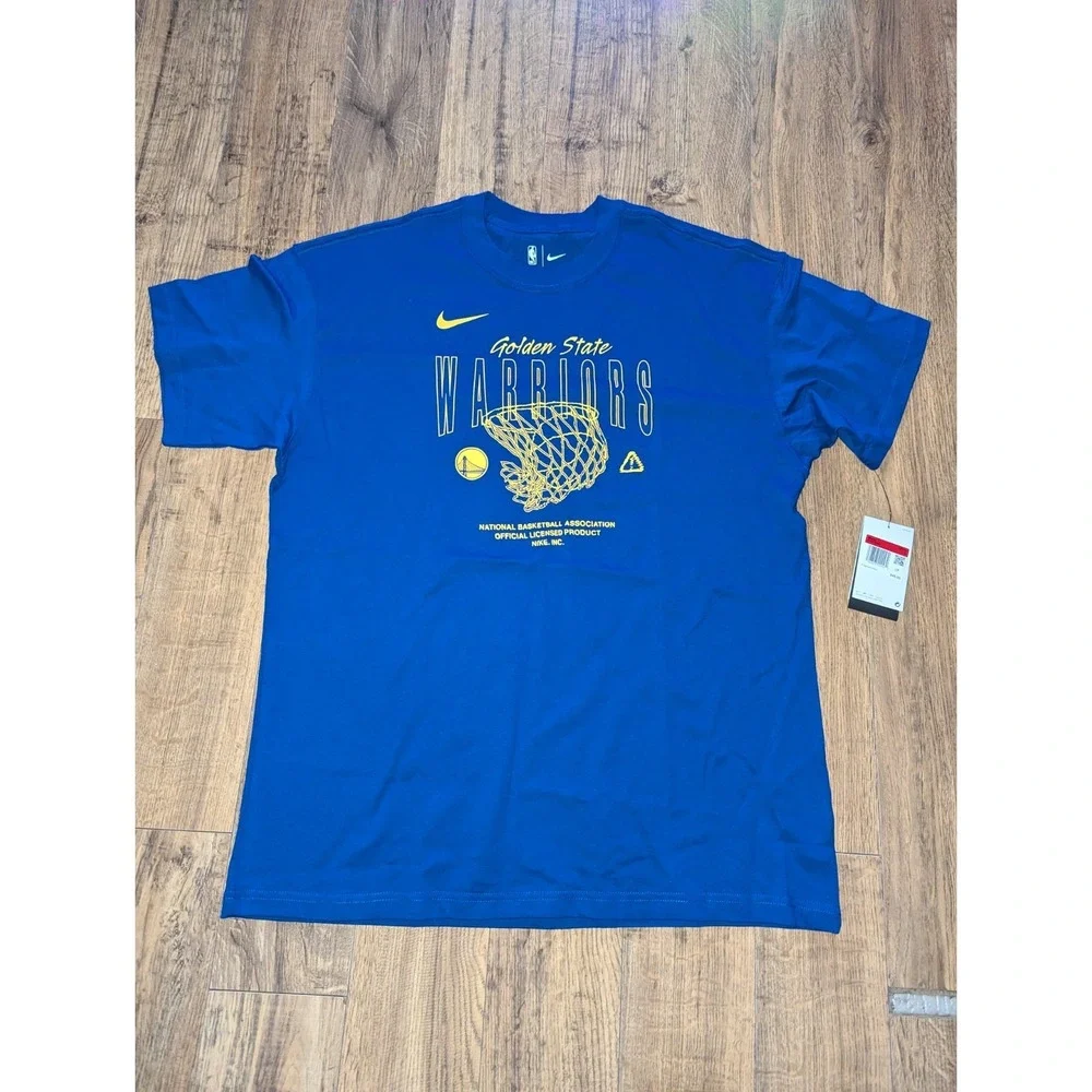 Nike NBA‎ Golden State Warriors Courtside Max90 Blue Tee FJ0371-495 Size Large